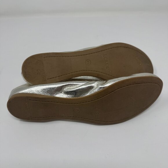 J. Crew Silver Metallic Leather Ballet Flats US 7.5 - Picture 6 of 8